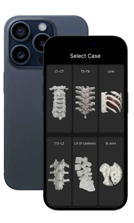 medability-platform-app-mobile Medability application, 'select case' screen preview, displayed on phone